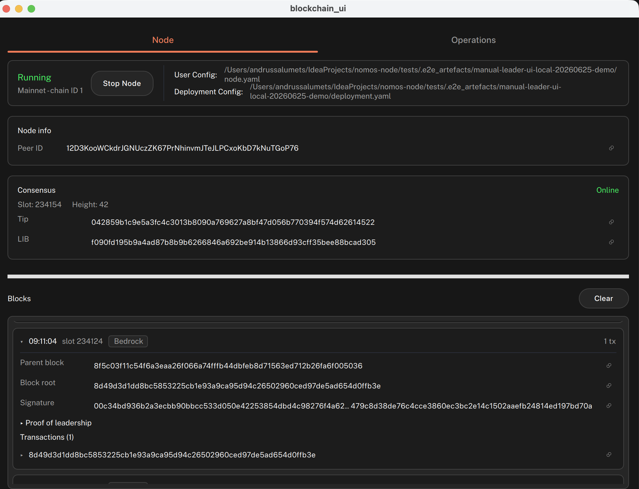 Claim transaction as seen in a block