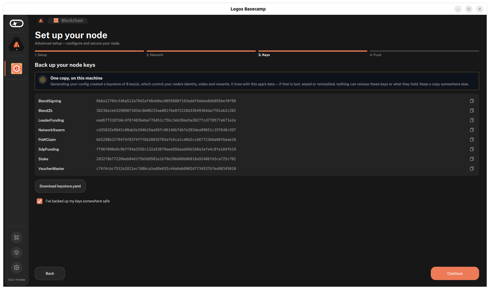 Back up your node's keys