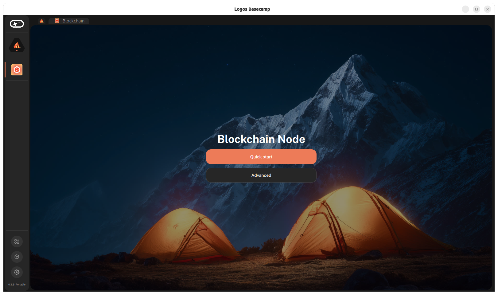 Blockchain app landing page