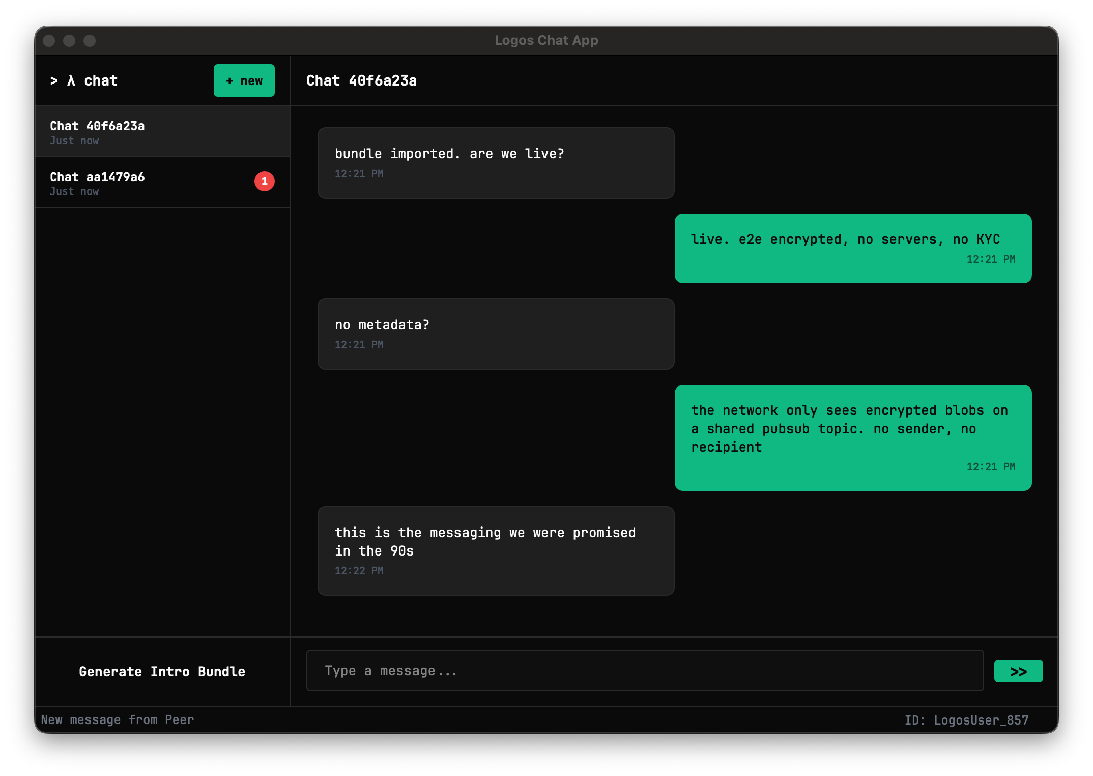 Logos Chat App UI screenshot