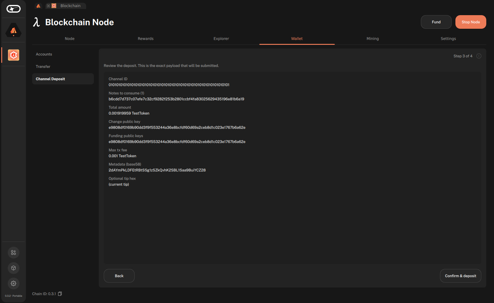 Step 3 of 4, the deposit review