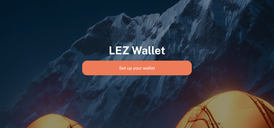 The LEZ Wallet welcome screen