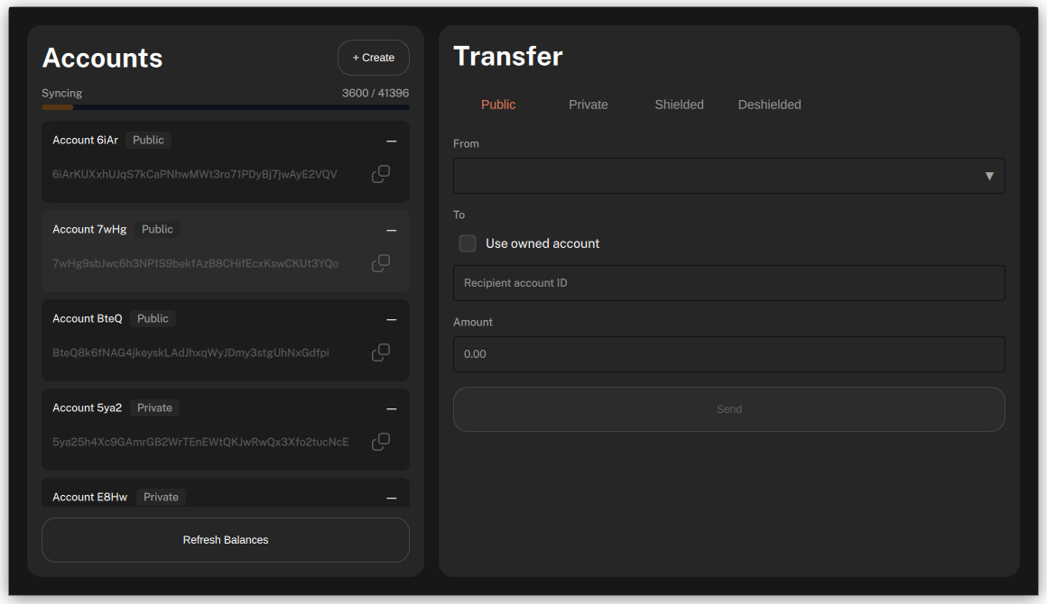 Sync progress screen