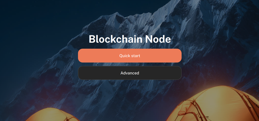 The welcome screen with Quick start and Advanced
