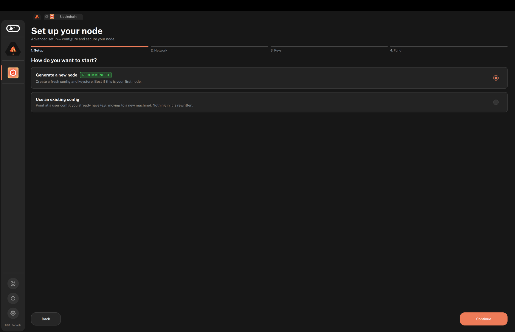 Step 1. Setup of the Set up your node wizard