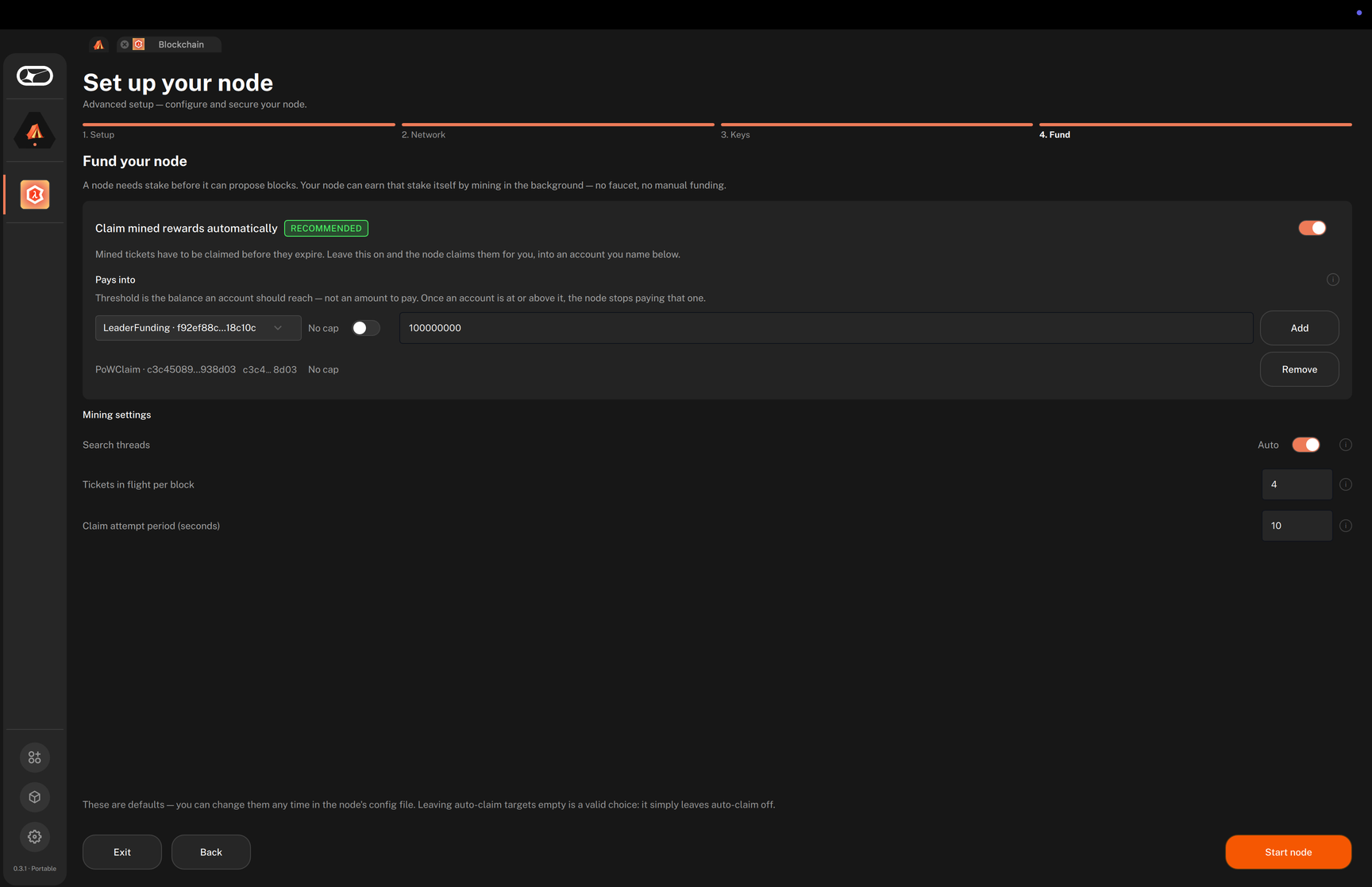 Step 4. Fund with auto-claim on